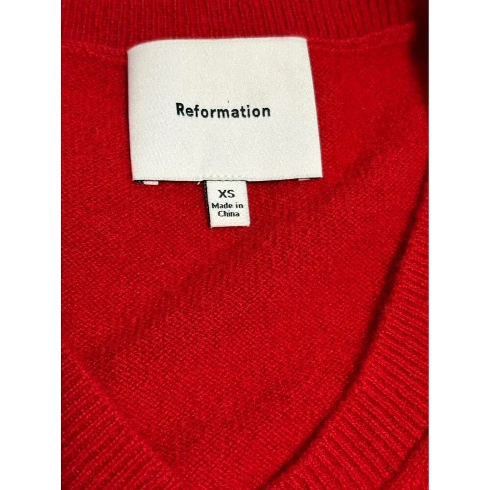 Reformation Reese Red Cashmere Blend V Neck Tank XS EUC